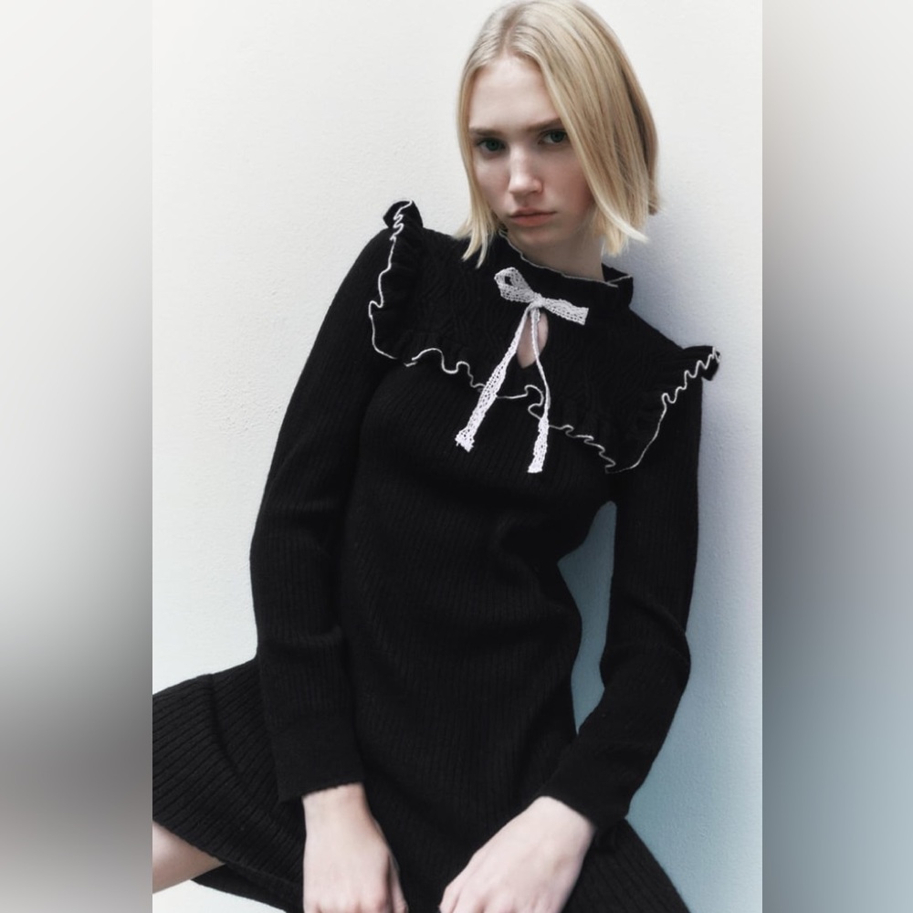 ZARA | NWT KNIT MINI DRESS WITH BOW